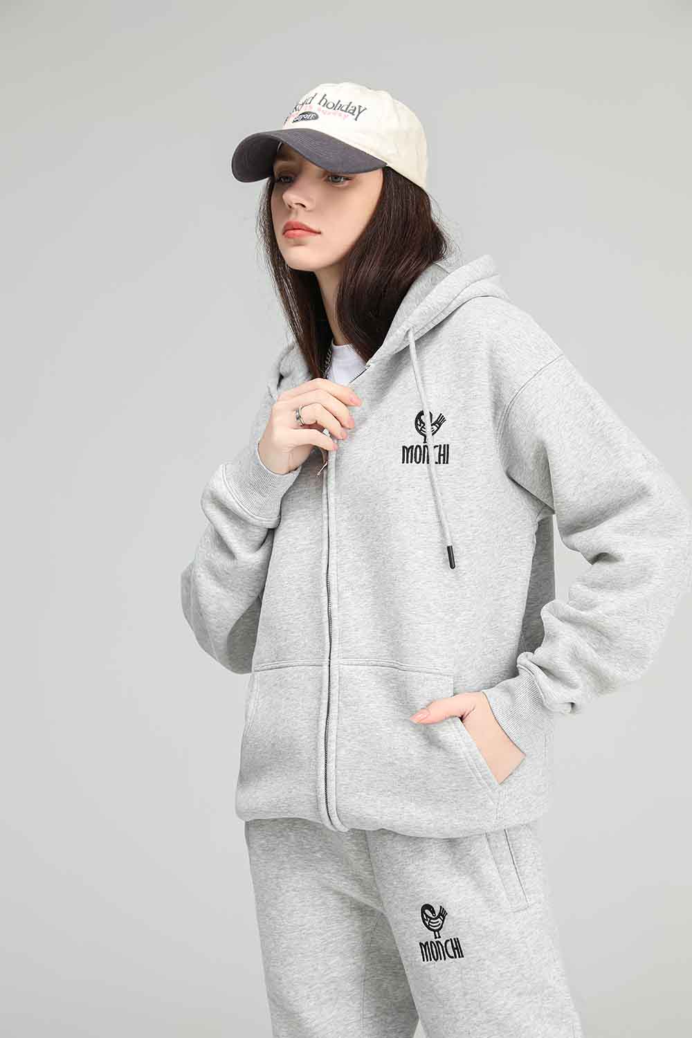 MONCHI™ ENSEMBLE SWEAT ZIPPÉ GRIS