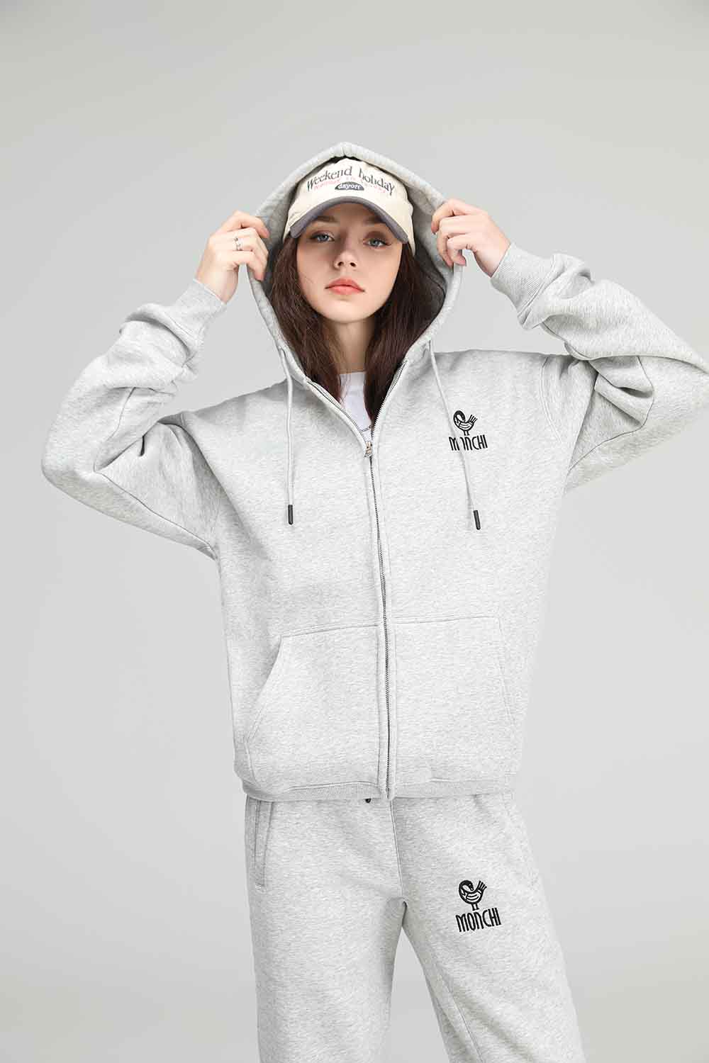 MONCHI™ ENSEMBLE SWEAT ZIPPÉ GRIS