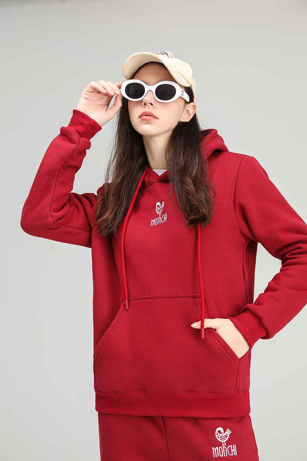 MONCHI™ ENSEMBLE HOODIE ROUGE BORDEAU