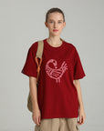 MONCHI™ T-SHIRT ROUGE BORDEAU LETTRE