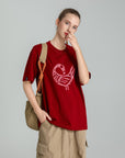 MONCHI™ T-SHIRT ROUGE BORDEAU LETTRE