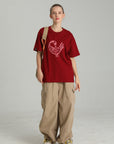 MONCHI™ T-SHIRT ROUGE BORDEAU LETTRE