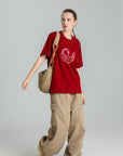 MONCHI™ T-SHIRT ROUGE BORDEAU LETTRE