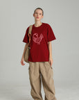 MONCHI™ T-SHIRT ROUGE BORDEAU LETTRE